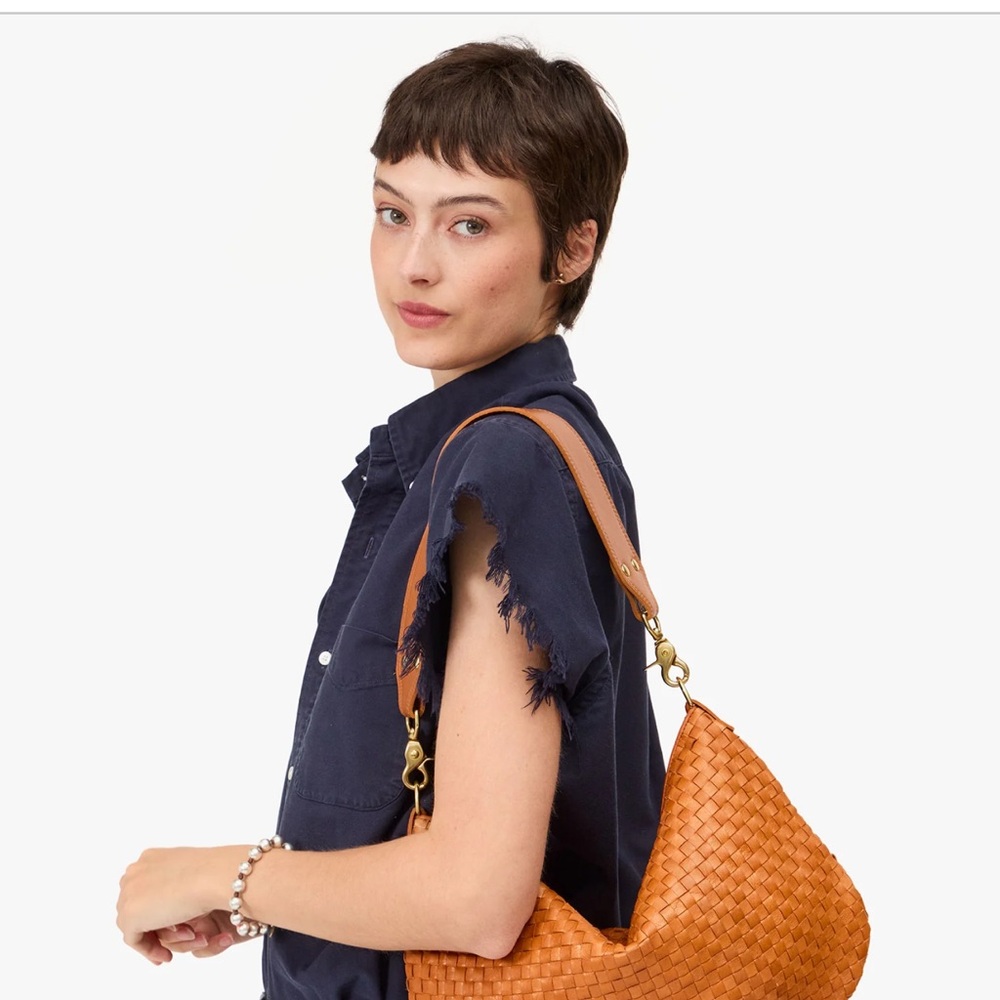 Clare V Moyen Messenger Woven Leather